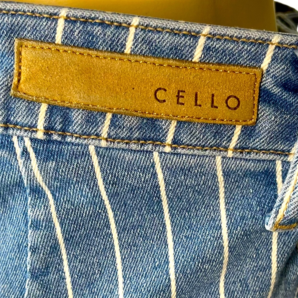 Cello High-Waist Bell / Flare Jeans — Pin-Striped Denim size 13 - Picture 6 of 11